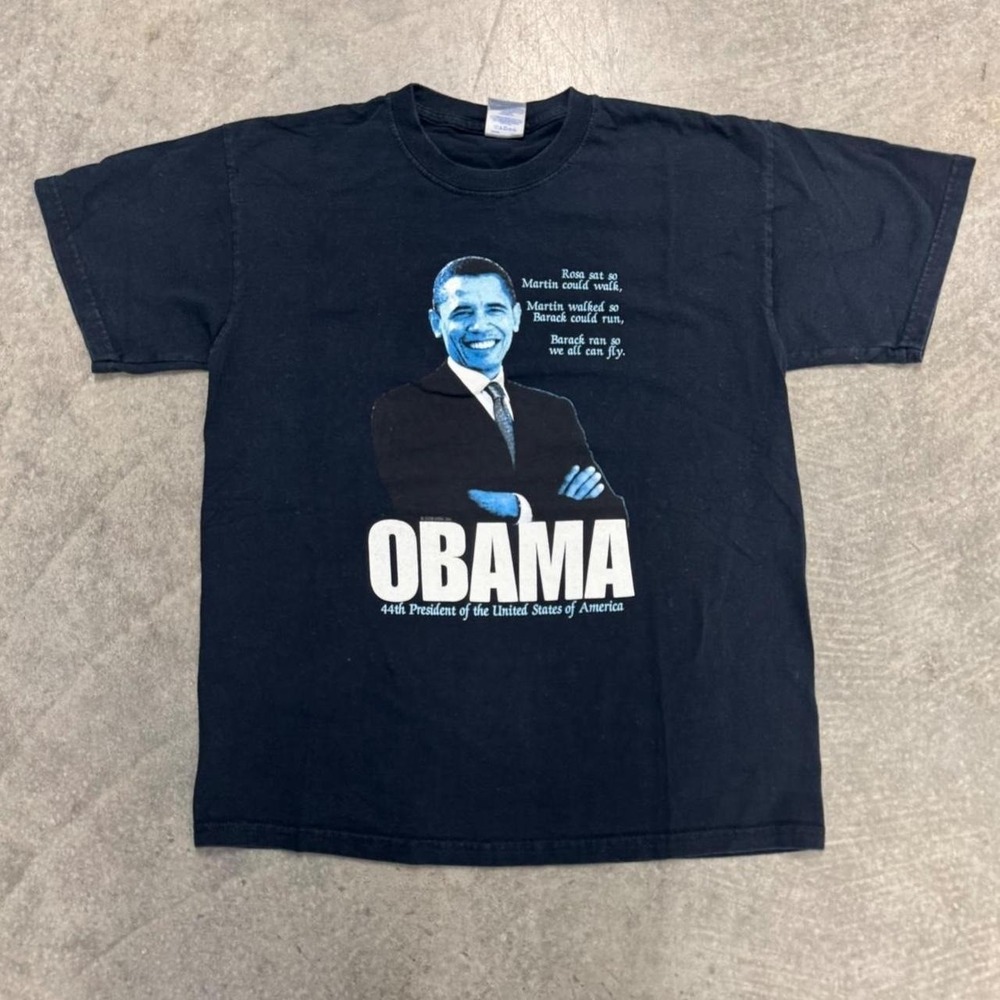 Barack Obama Cotton T-Shirt Black Cotton President Short Sleeve Tee Medium